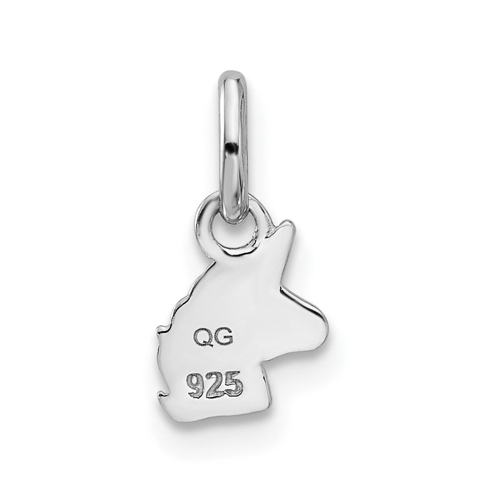 Sterling Silver Rhodium-plated Children's Enamel Unicorn Pendant