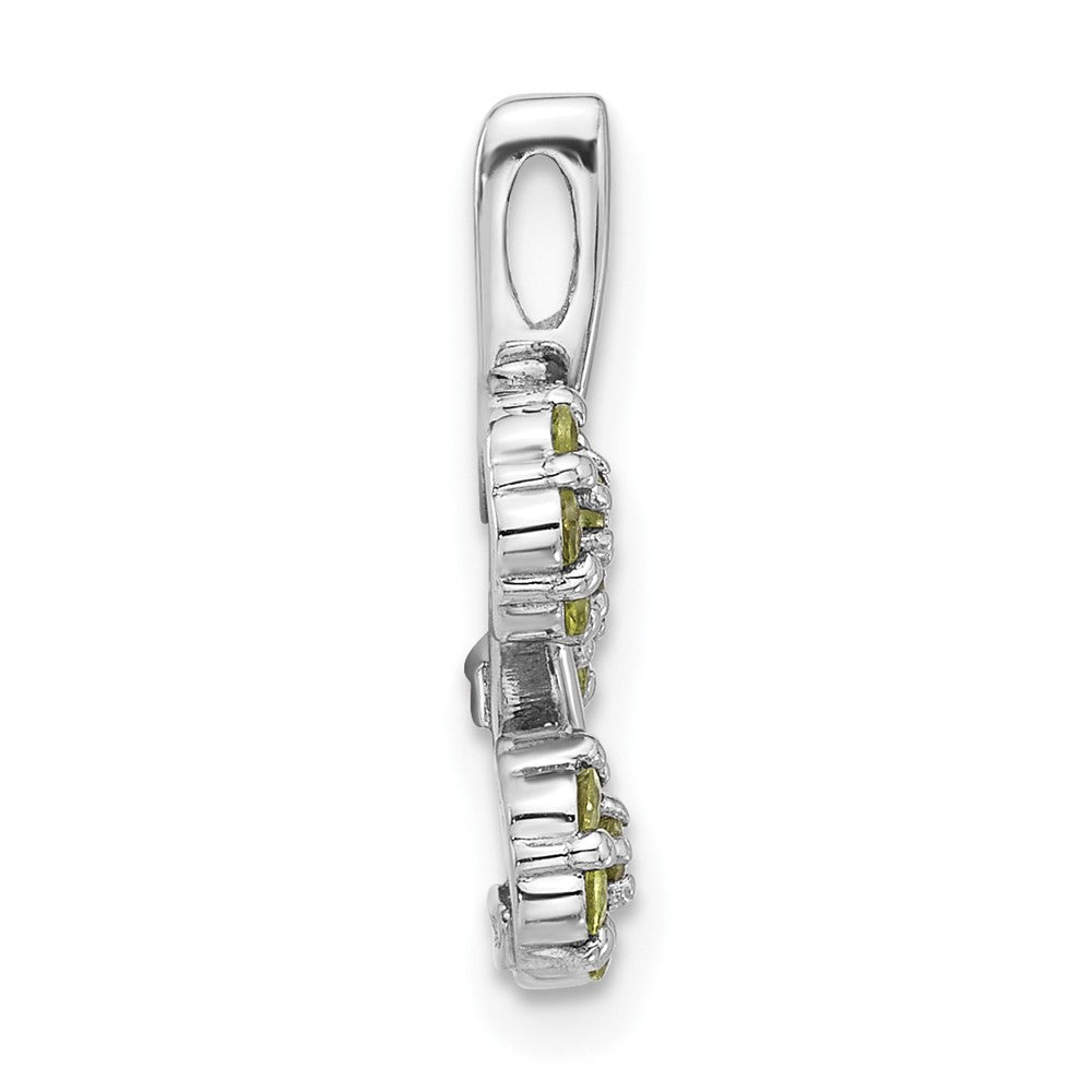 Sterling Silver Rhodium-plated Peridot Flowers Chain Slide