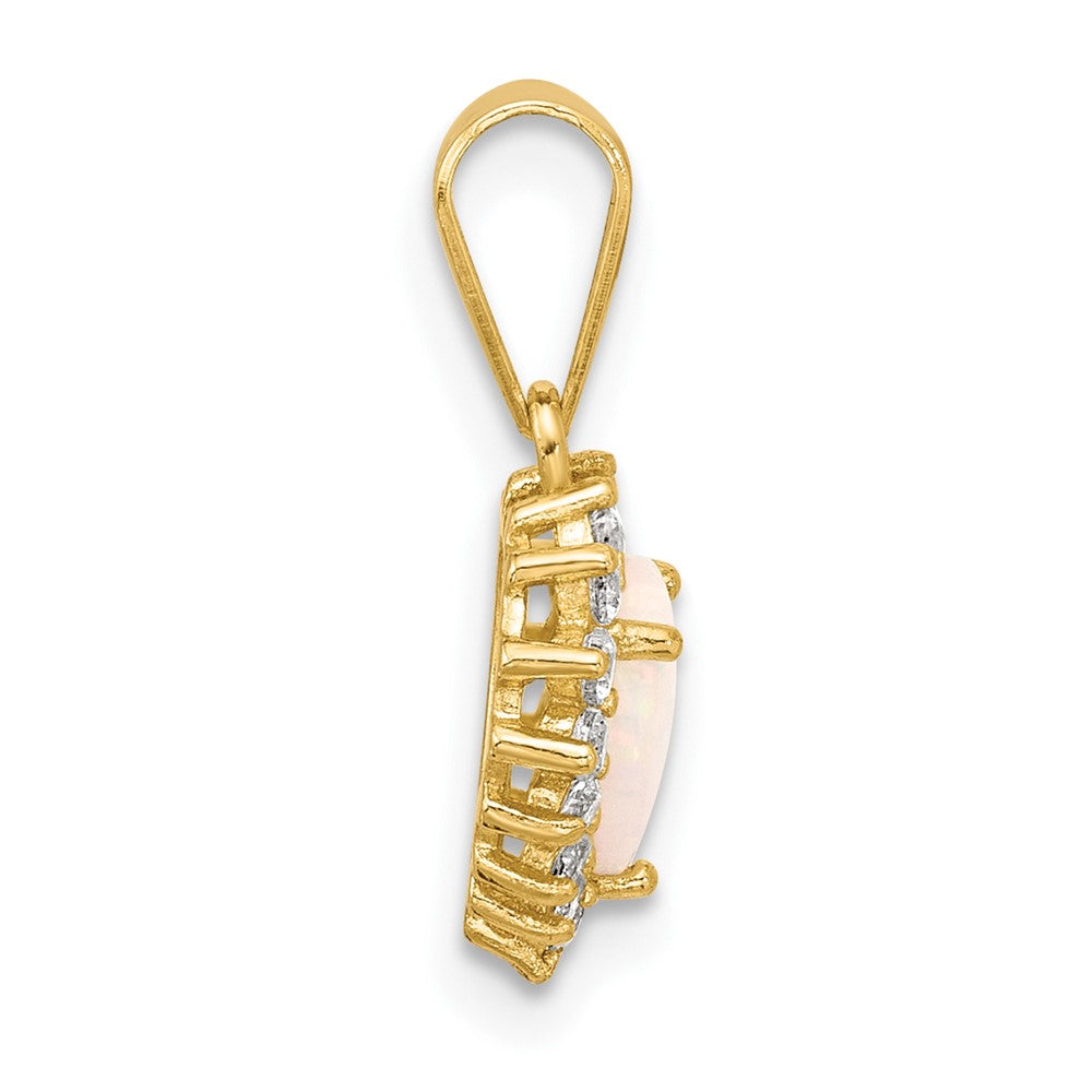 Sterling Silver Gold-tone CZ and Created Opal Heart Pendant