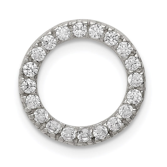 Sterling Silver Rhodium-plated CZ Round Pendant