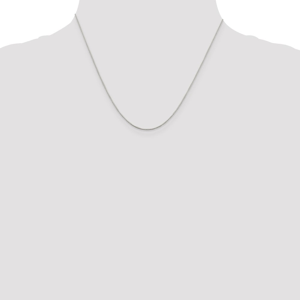 Sterling Silver Rhodium-plated .6mm Mirror Box Chain w/2in ext.