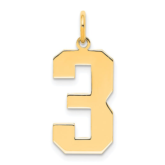 Sterling Silver/Gold Plated Polished Number 3 Charm