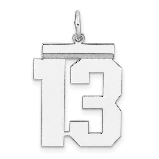 Sterling Silver/Rhodium-plated Polished Number 13 Charm