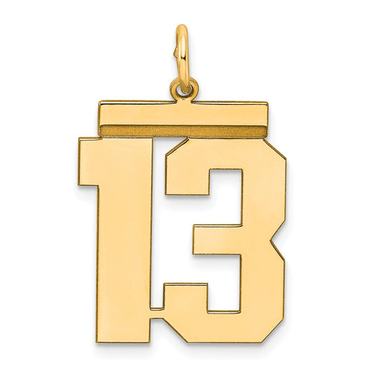 Sterling Silver/Gold-plated Polished Number 13 Charm