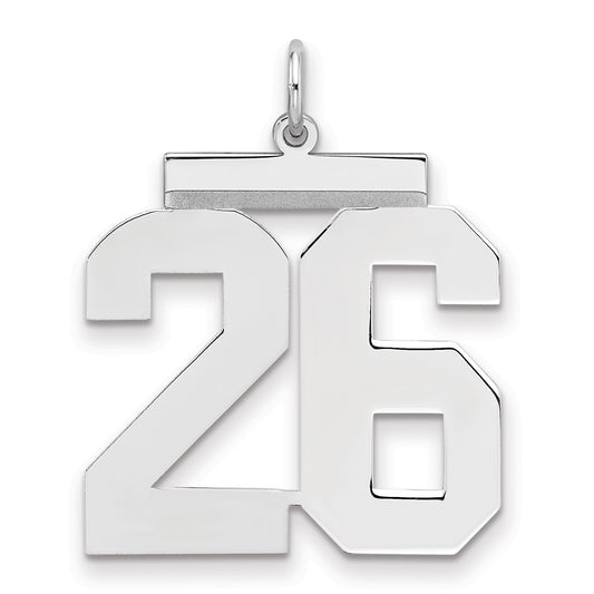 Sterling Silver/Rhodium-plated Polished Number 26 Charm