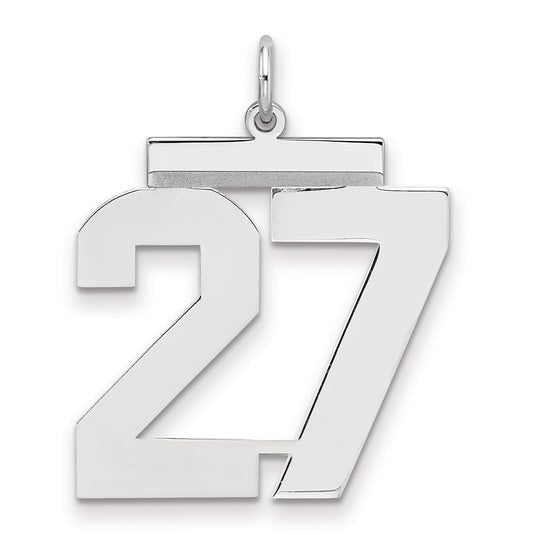 Sterling Silver/Rhodium-plated Polished Number 27 Charm