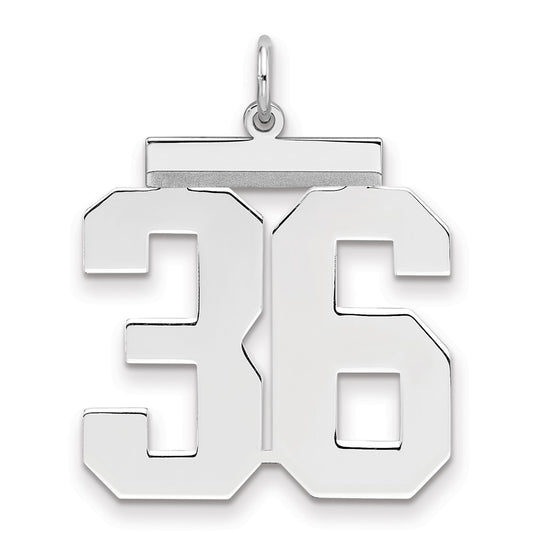 Sterling Silver/Rhodium-plated Polished Number 36 Charm