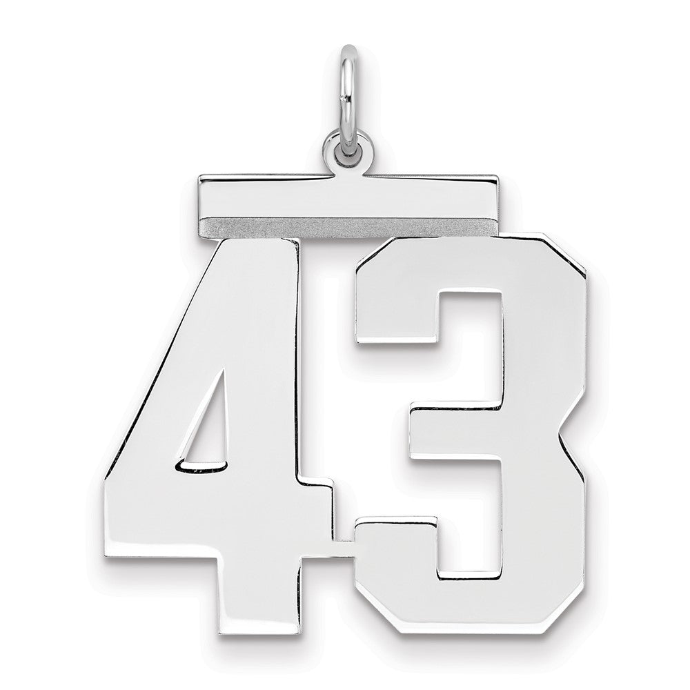 Sterling Silver/Rhodium-plated Polished Number 43 Charm