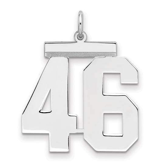 Sterling Silver/Rhodium-plated Polished Number 46 Charm