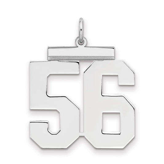 Sterling Silver/Rhodium-plated Polished Number 56 Charm