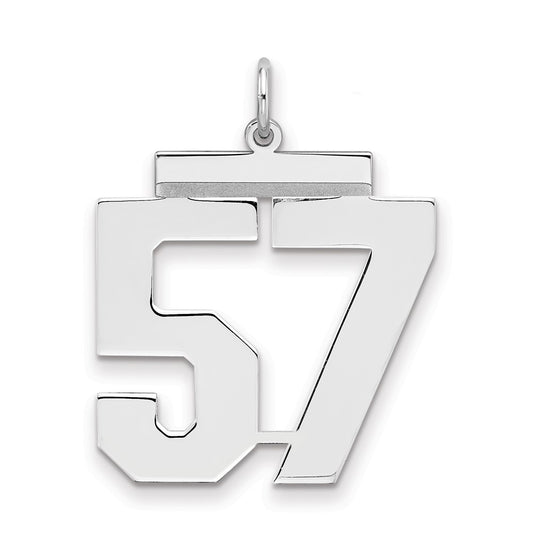 Sterling Silver/Rhodium-plated Polished Number 57 Charm