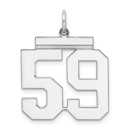 Sterling Silver/Rhodium-plated Polished Number 59 Charm