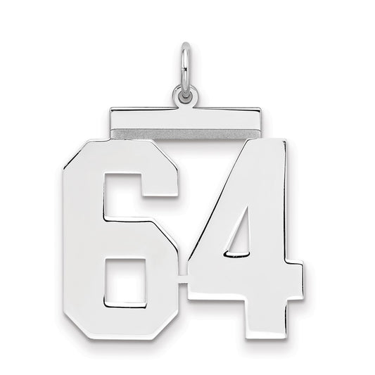Sterling Silver/Rhodium-plated Polished Number 64 Charm