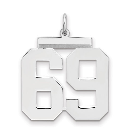 Sterling Silver/Rhodium-plated Polished Number 69 Charm