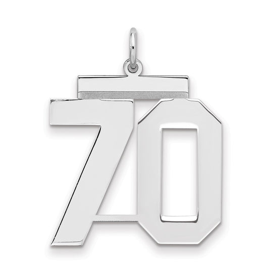 Sterling Silver/Rhodium-plated Polished Number 70 Charm