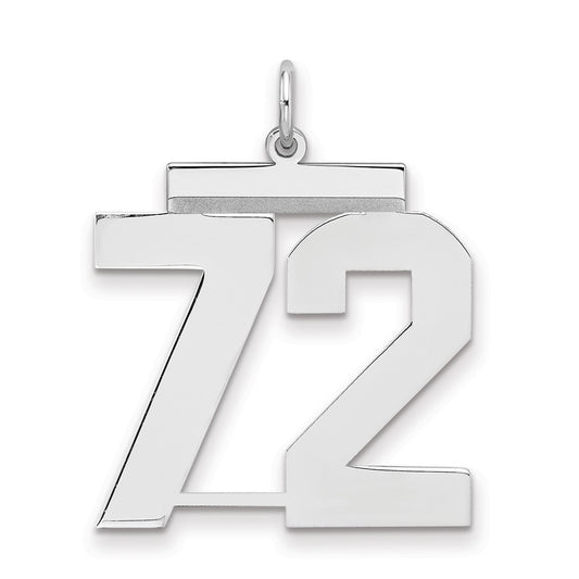 Sterling Silver/Rhodium-plated Polished Number 72 Charm