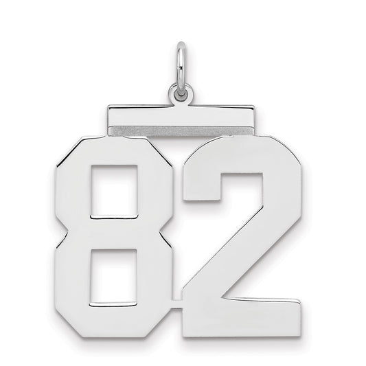 Sterling Silver/Rhodium-plated Polished Number 82 Charm