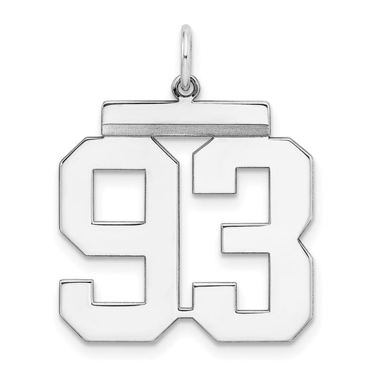 Sterling Silver/Rhodium-plated Polished Number 93 Charm
