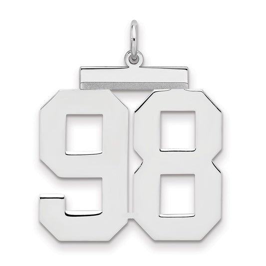 Sterling Silver/Rhodium-plated Polished Number 98 Charm