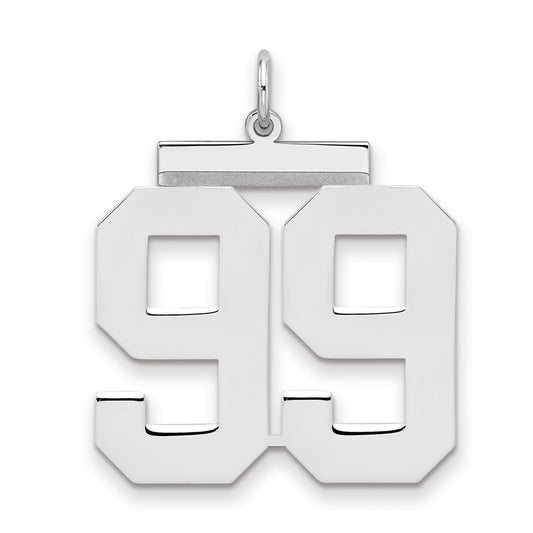 Sterling Silver/Rhodium-plated Polished Number 99 Charm
