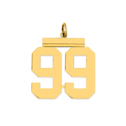 Sterling Silver Gold plated Polished Number 99 Charm