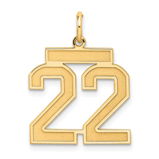 Sterling Silver/Gold-plated Satin Number 22 Charm