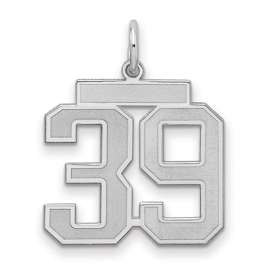 Sterling Silver/Rhodium-plated Satin Number 39 Charm