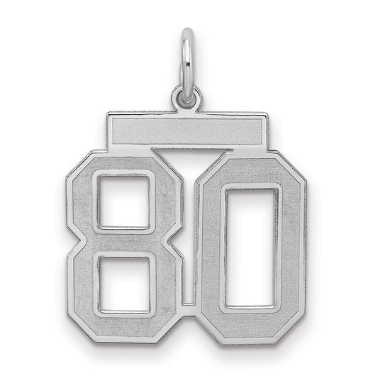 Sterling Silver/Rhodium-plated Satin Number 80 Charm