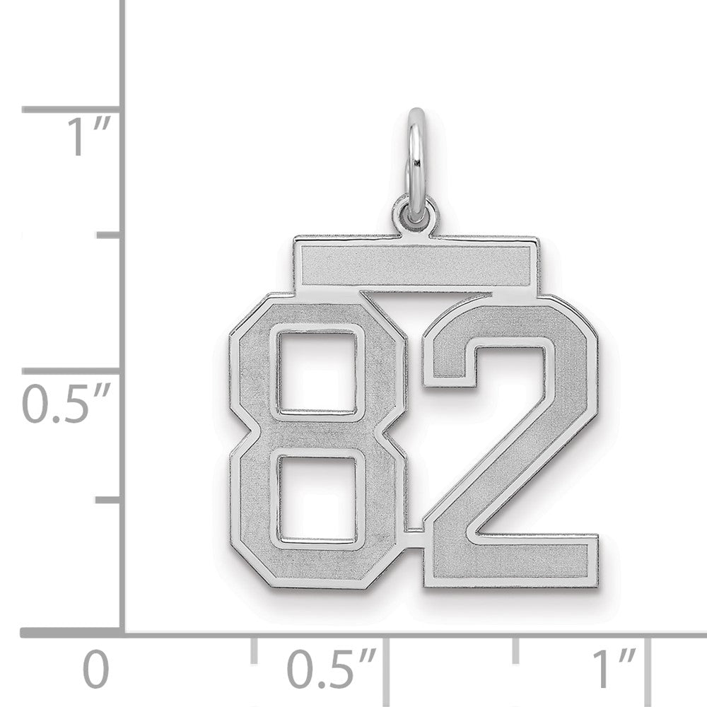 Sterling Silver/Rhodium-plated Satin Number 82 Charm