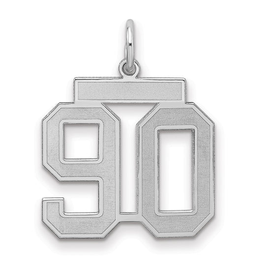 Sterling Silver/Rhodium-plated Satin Number 90 Charm