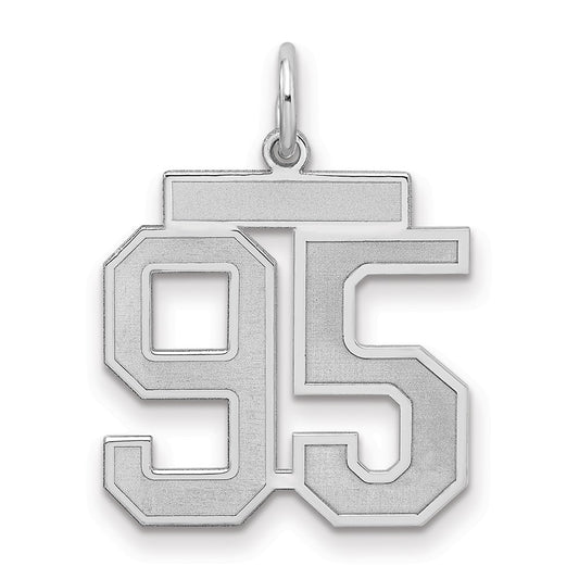 Sterling Silver/Rhodium-plated Satin Number 95 Charm