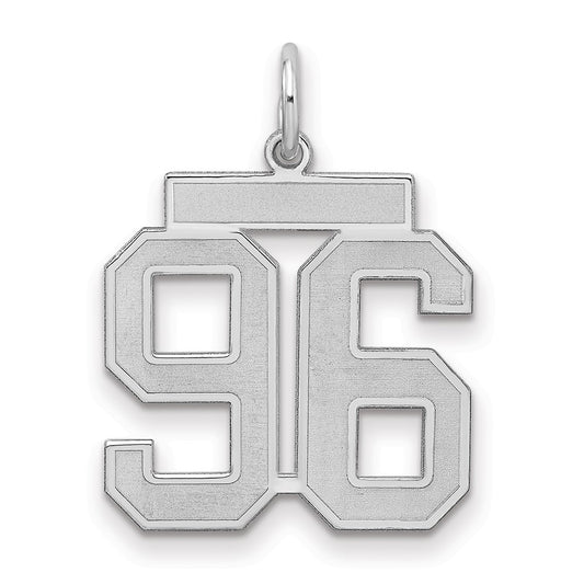 Sterling Silver/Rhodium-plated Satin Number 96 Charm