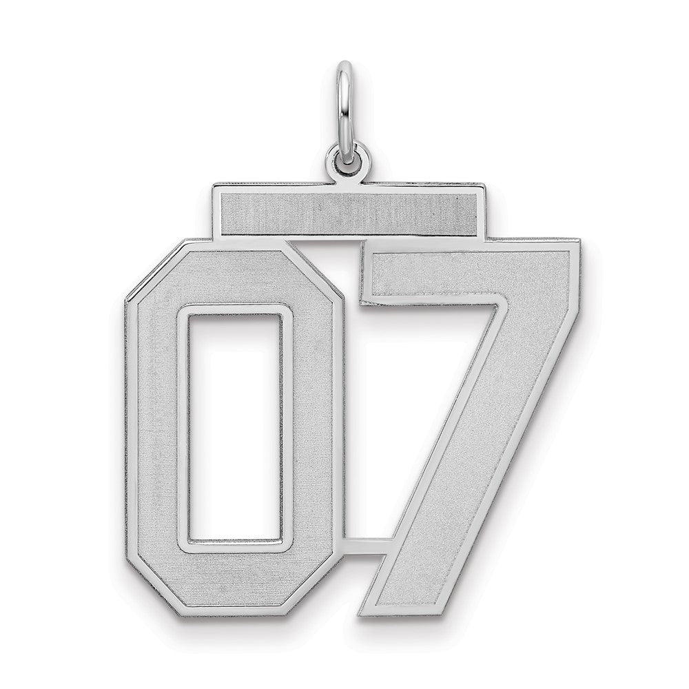 Sterling Silver Rhodium-plated Large Satin Number 7 W/Top