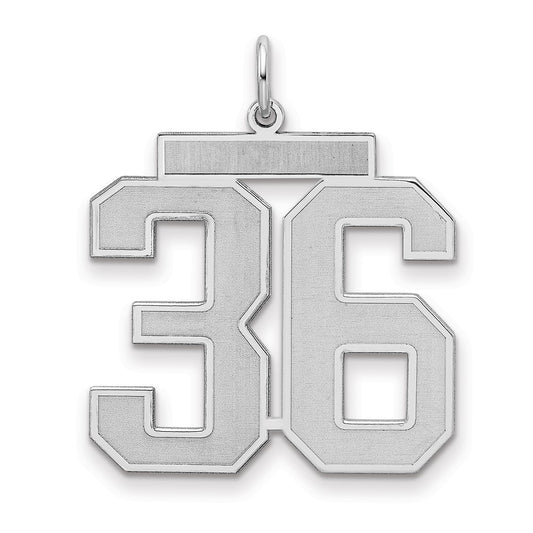 Sterling Silver/Rhodium-plated Satin Number 36 Charm