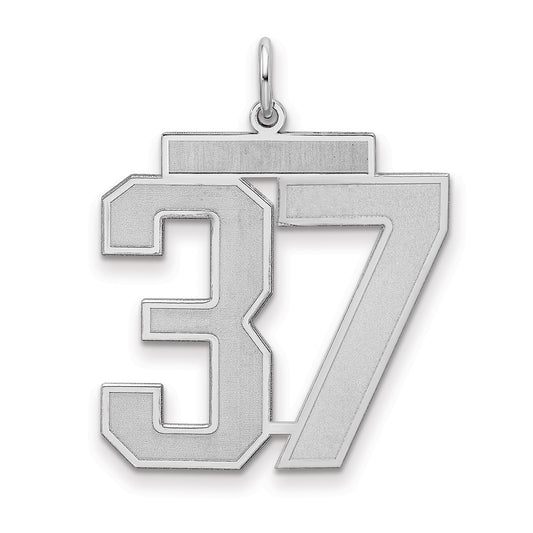 Sterling Silver/Rhodium-plated Satin Number 37 Charm