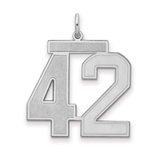 Sterling Silver/Rhodium-plated Satin Number 42 Charm