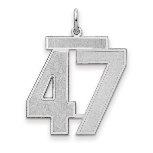 Sterling Silver/Rhodium-plated Satin Number 47 Charm