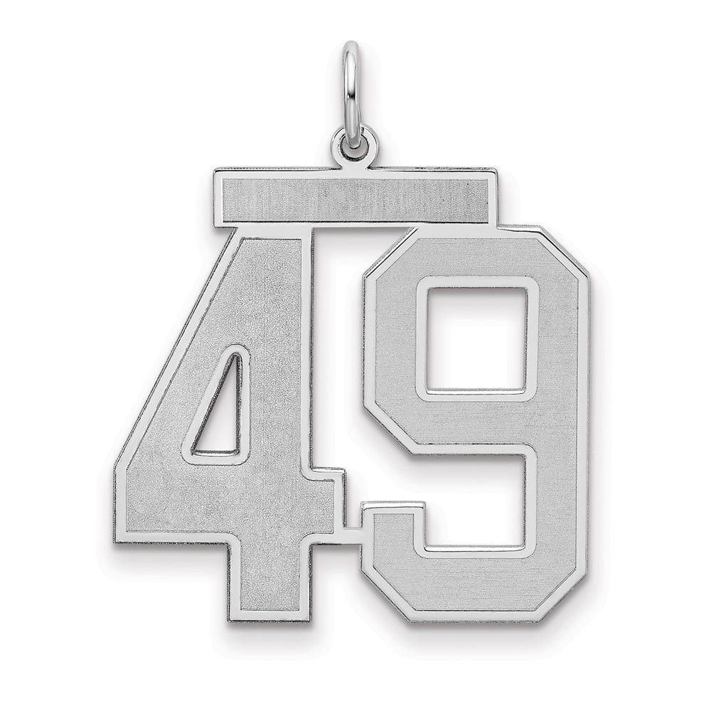 Sterling Silver/Rhodium-plated Satin Number 49 Charm