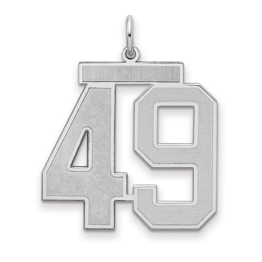 Sterling Silver/Rhodium-plated Satin Number 49 Charm