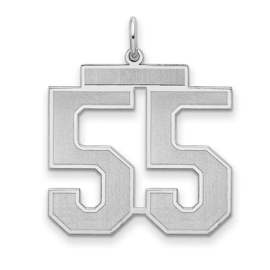 Sterling Silver/Rhodium-plated Satin Number 55 Charm
