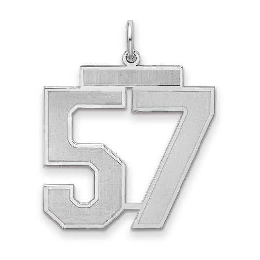 Sterling Silver/Rhodium-plated Satin Number 57 Charm