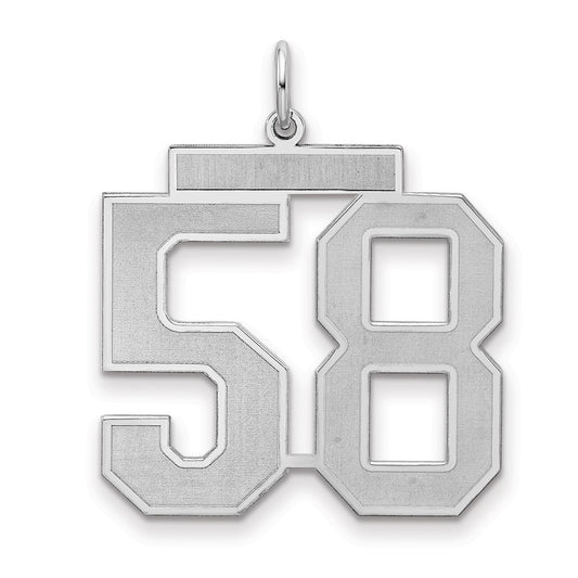 Sterling Silver/Rhodium-plated Satin Number 58 Charm