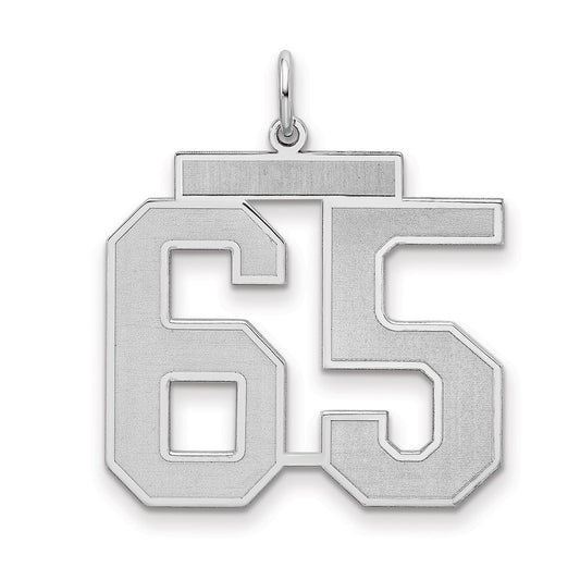 Sterling Silver/Rhodium-plated Satin Number 65 Charm