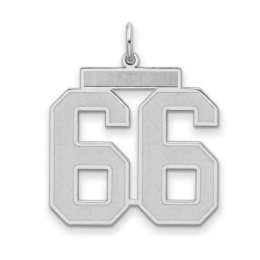 Sterling Silver/Rhodium-plated Satin Number 66 Charm
