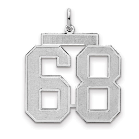 Sterling Silver/Rhodium-plated Satin Number 68 Charm