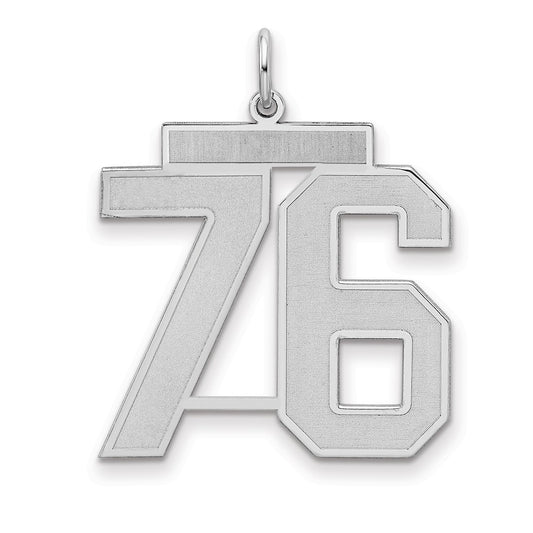Sterling Silver/Rhodium-plated Satin Number 76 Charm