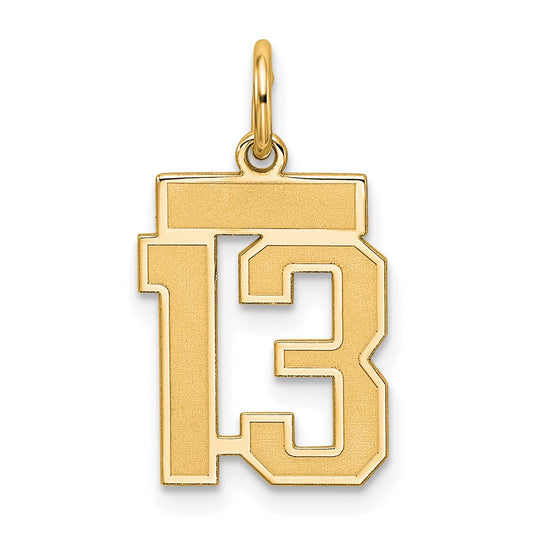 Sterling Silver/Gold-plated Satin Number 13 Charm