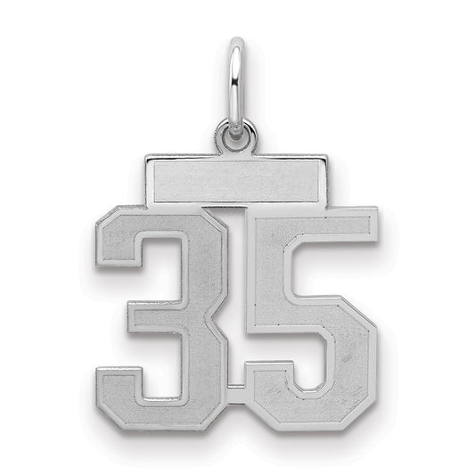 Sterling Silver/Rhodium-plated Satin Number 35 Charm