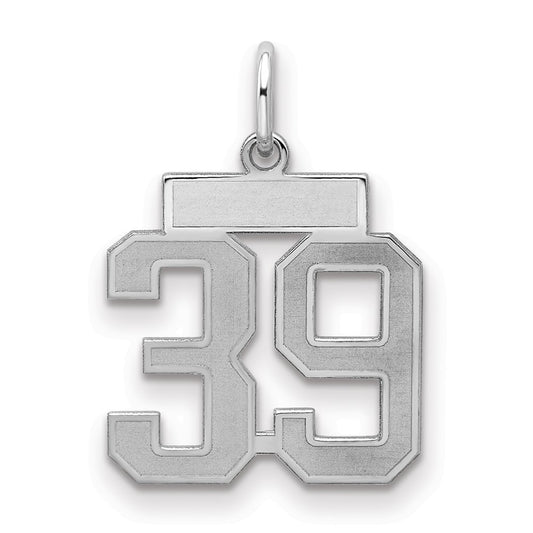 Sterling Silver/Rhodium-plated Satin Number 39 Charm