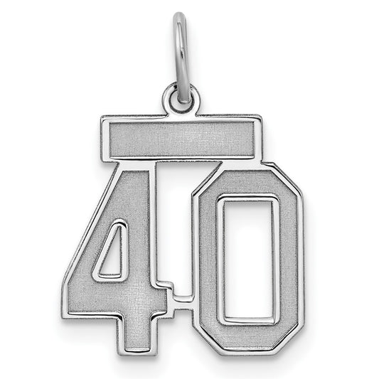 Sterling Silver/Rhodium-plated Satin Number 40 Charm